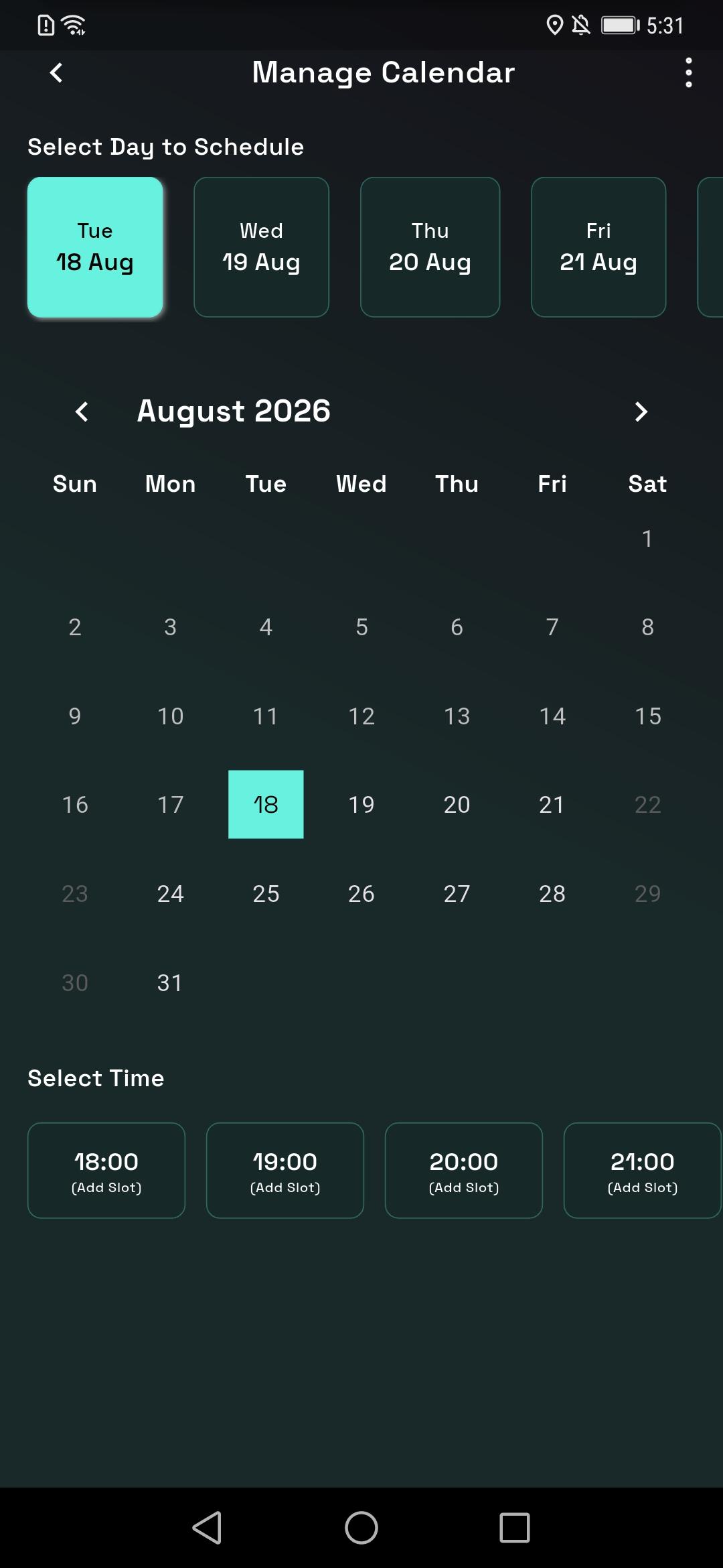 Manage calendar and availability