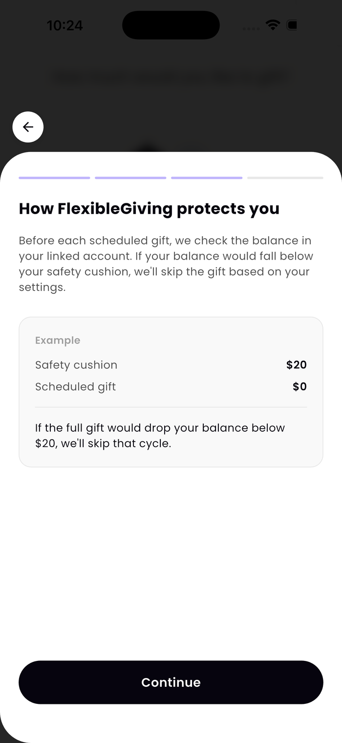 FlexibleGiving safety-net engine screen