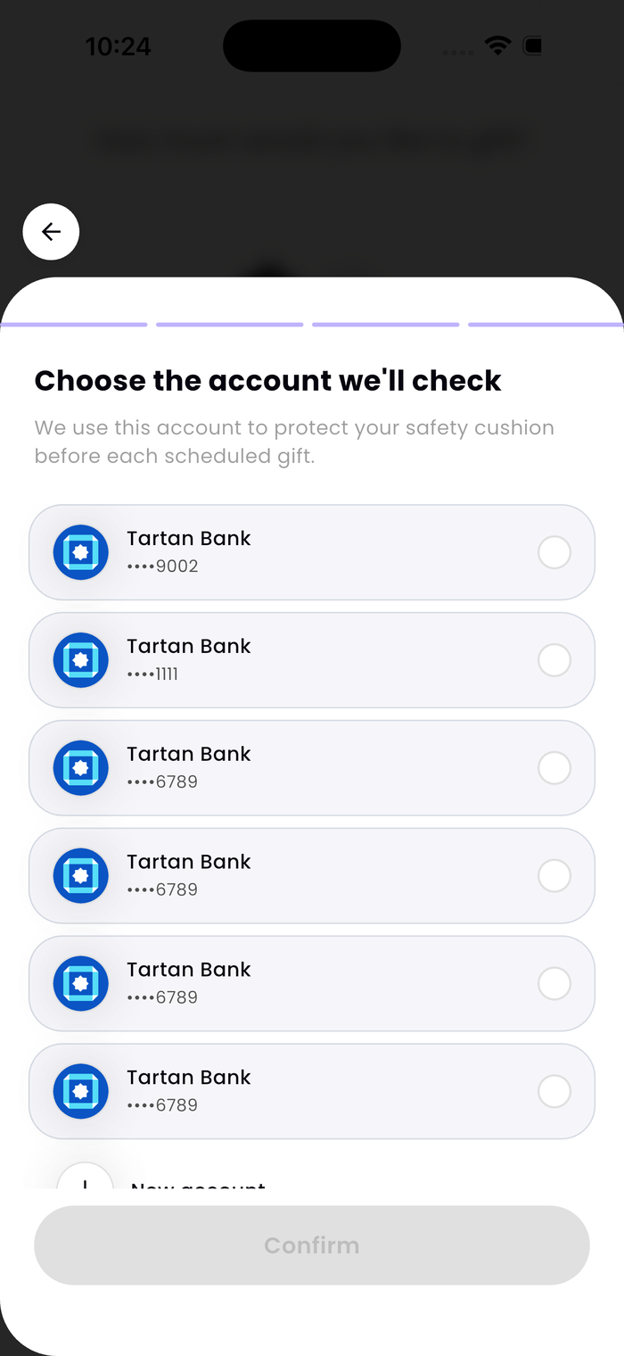Choose the Balance Account screen
