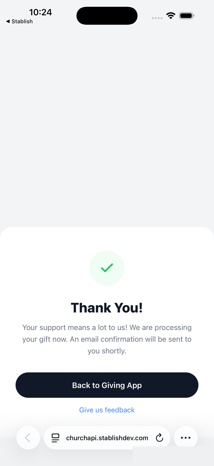 Payment Confirmed screen