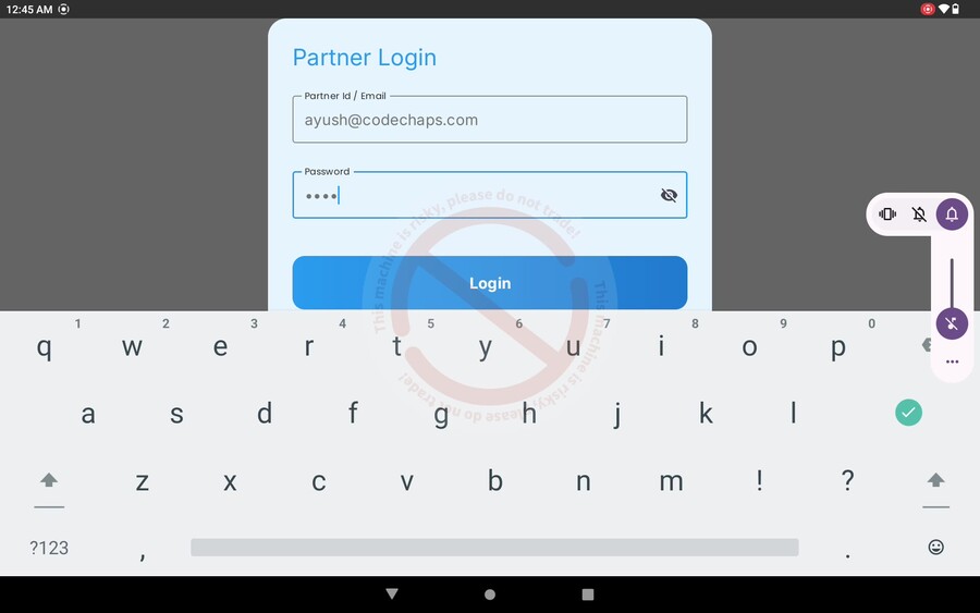 Partner admin login screen