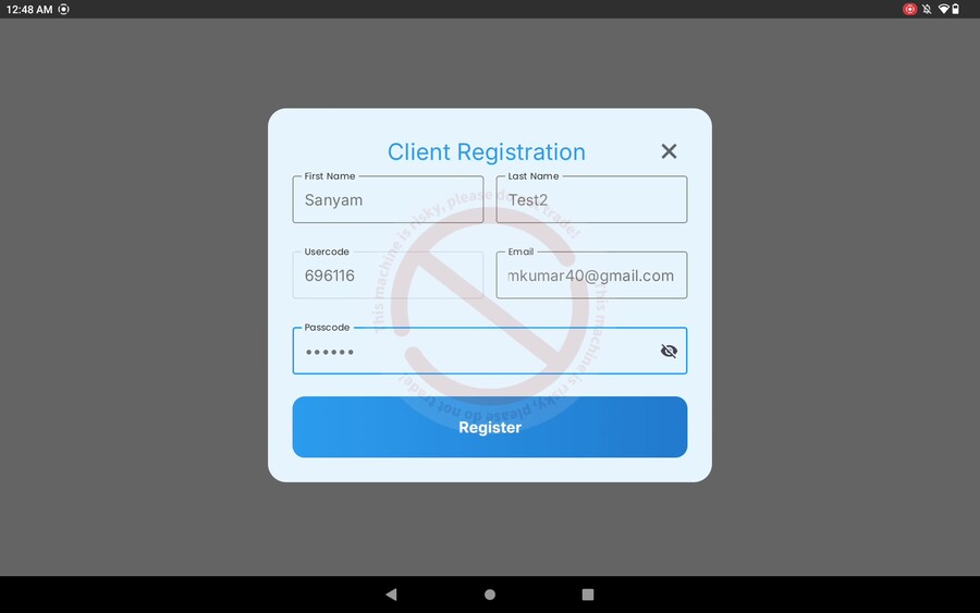 Client registration form