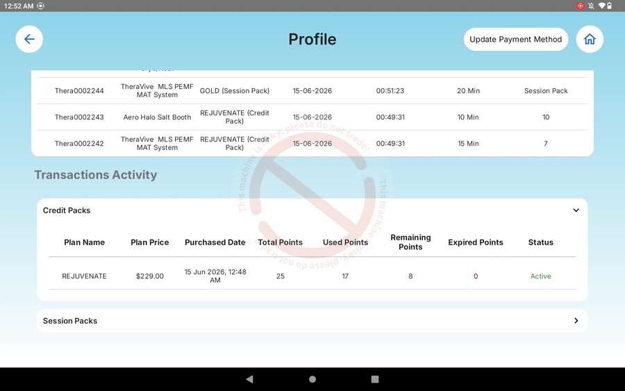 Profile and transaction history